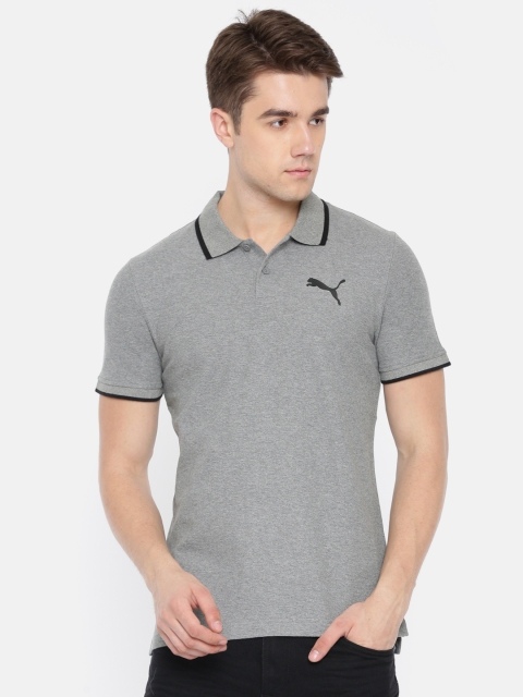 

Puma Men Charcoal Solid Polo Collar T-shirt