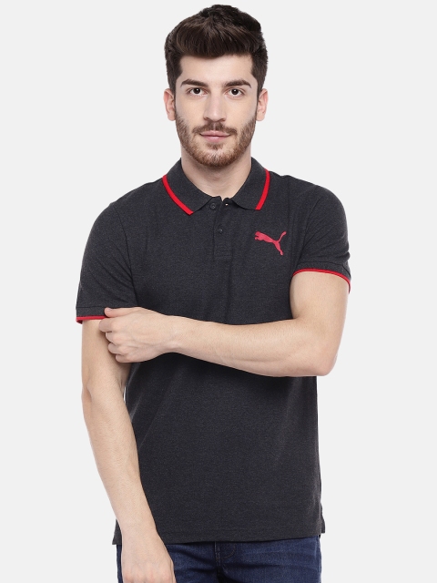 

Puma Men Charcoal Grey Solid Modern Sports Polo Collar T-shirt