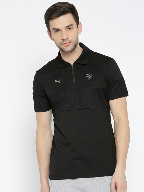 

PUMA Motorsport Men Black Solid Ferrari Winter Polo T-shirt