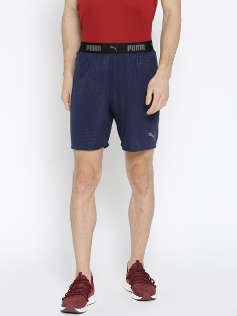 

Puma Men Navy Blue Printed Regular Fit Sports Shorts