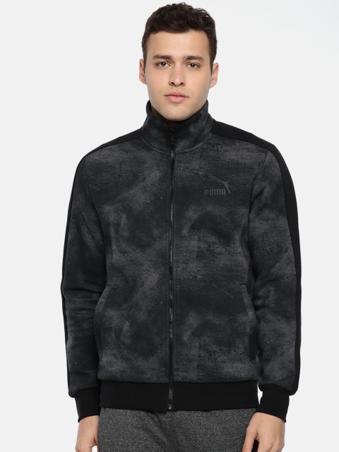 

Puma Men Charcoal Grey Classics T7 Printed Sporty Track Jacket