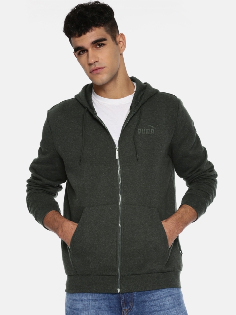

Puma Men Charcoal Grey Solid Elevated ESS FZ Front-Open Hooded Sweatshirt