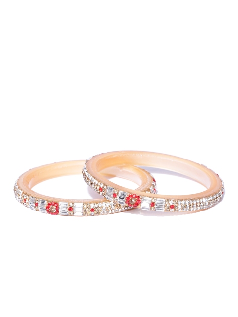 

Priyaasi Set of 2 Red Gold-Plated Stone-Studded Bangles