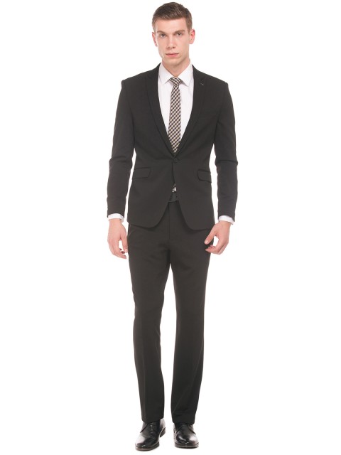 

Arrow New York Men Black Solid Single-Breasted Formal Suit