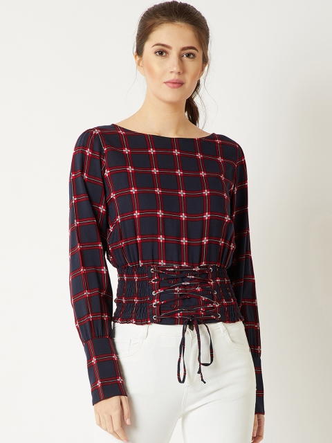 

Miss Chase Women Black Checked Blouson Top