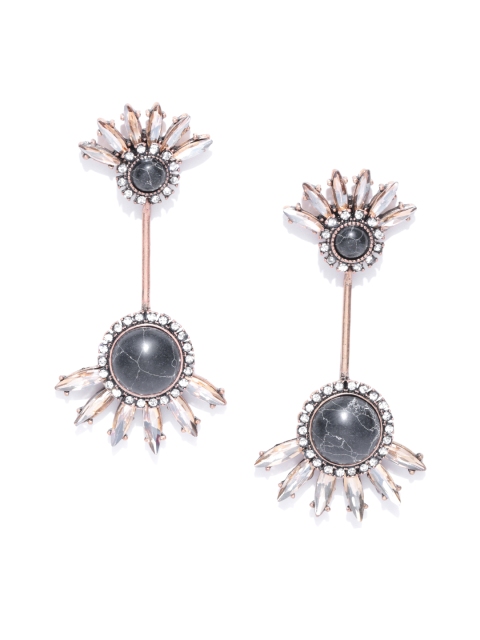 

Blueberry Black Gold-Plated Contemporary Drop Earrings