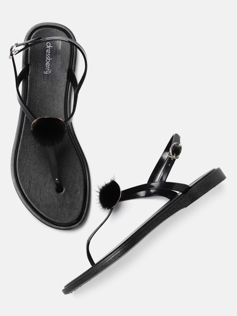

DressBerry Women Black Solid Open Toe Flats
