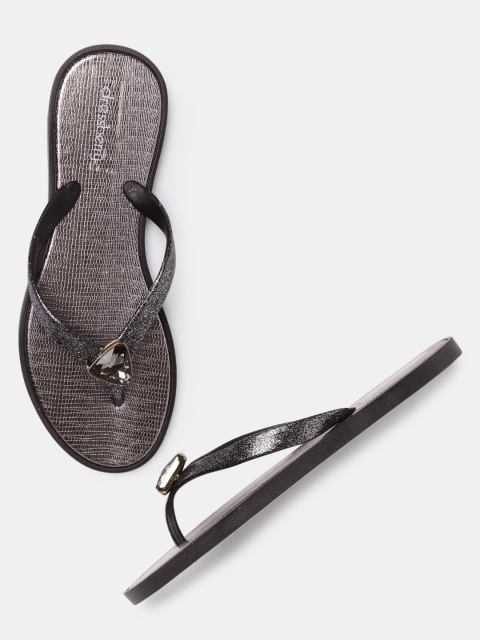 

DressBerry Women Black Solid T-Strap Flats