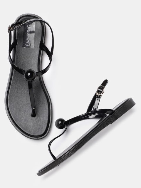 

DressBerry Women Black Solid T-Strap Flats
