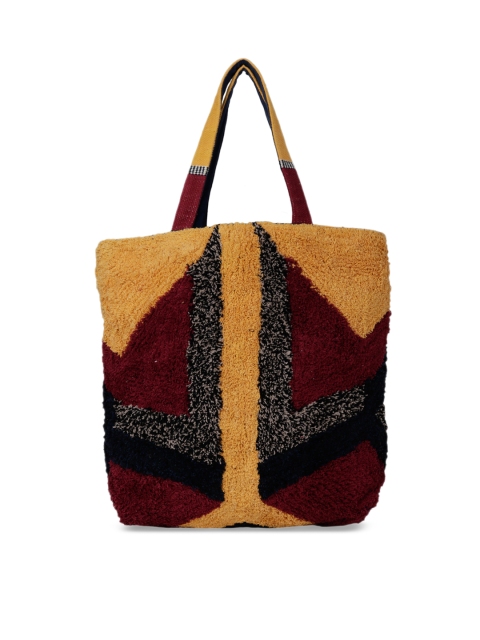 

Diwaah Maroon & Mustard Self Design Shoulder Bag