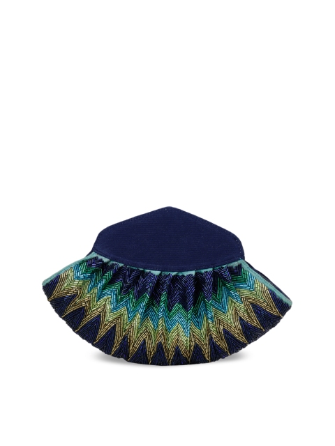 

Diwaah Navy Blue & Green Embroidered Clutch