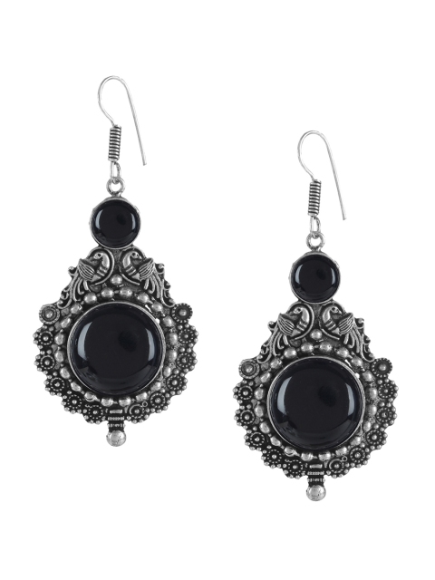 

Mali Fionna Green & Silver-Toned Silver-Plated Contemporary Drop Earrings