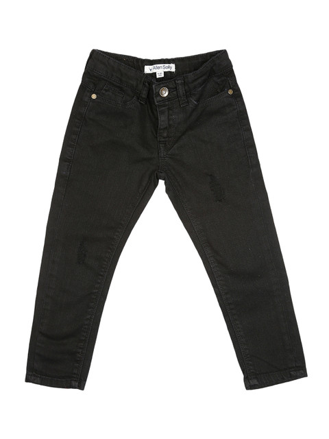 

Allen Solly Junior Girls Black Regular Fit Mid-Rise Low Distress Stretchable Jeans