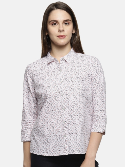 

Annabelle by Pantaloons Women White & Pink Regular Fit Printed Semiformal Shirt