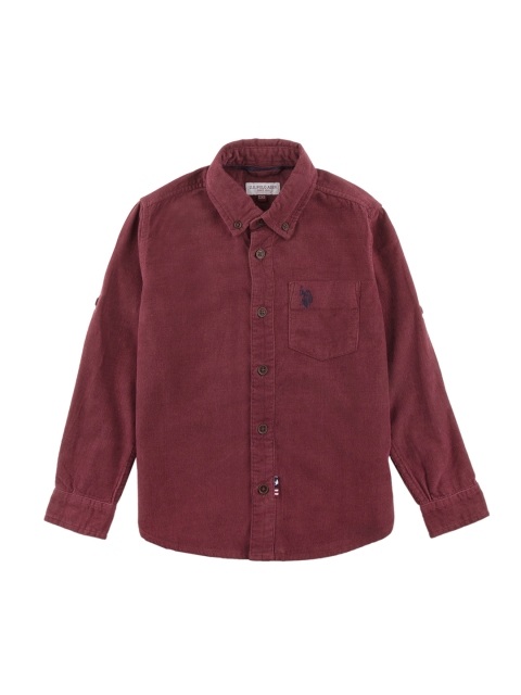 

U.S. Polo Assn. Kids Boys Maroon Regular Fit Solid Casual Shirt