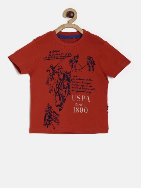 

U.S. Polo Assn. Kids Boys Red Printed Round Neck T-shirt