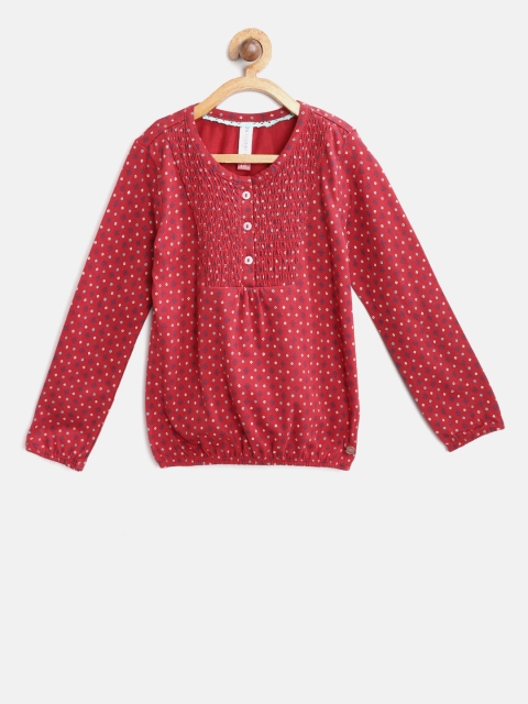 

U.S. Polo Assn. Kids Girls Red Printed Blouson Top
