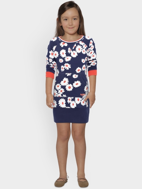 

U.S. Polo Assn. Kids Girls Blue & White Printed T-shirt Dress