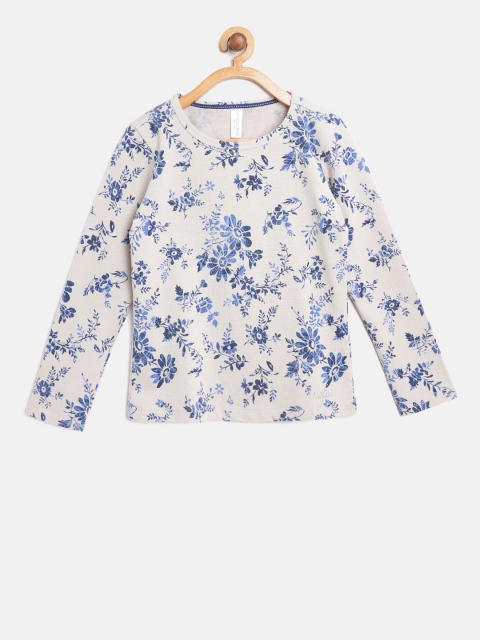 

U.S. Polo Assn. Kids Girls Grey & Blue Floral Print Top