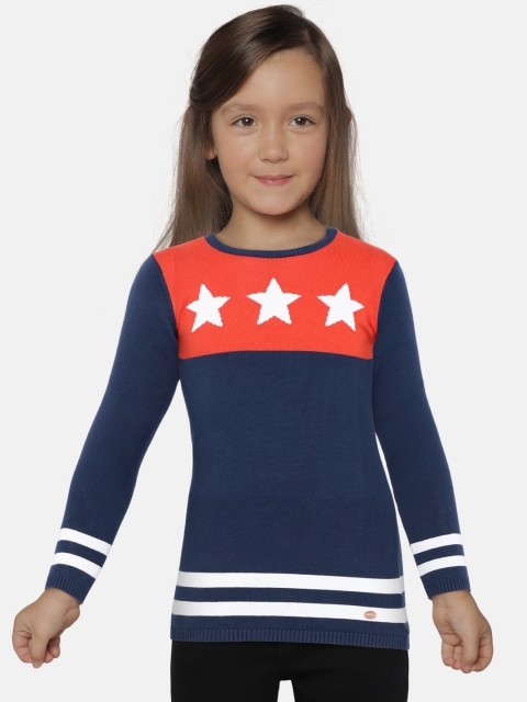 

U.S. Polo Assn. Kids Girls Blue Solid Pullover Sweater