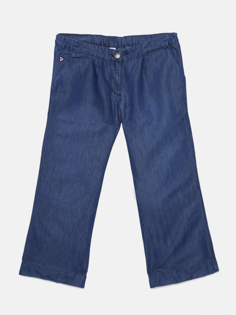 

U.S. Polo Assn. Kids Girls Blue Solid Wide Leg Denim Palazzos