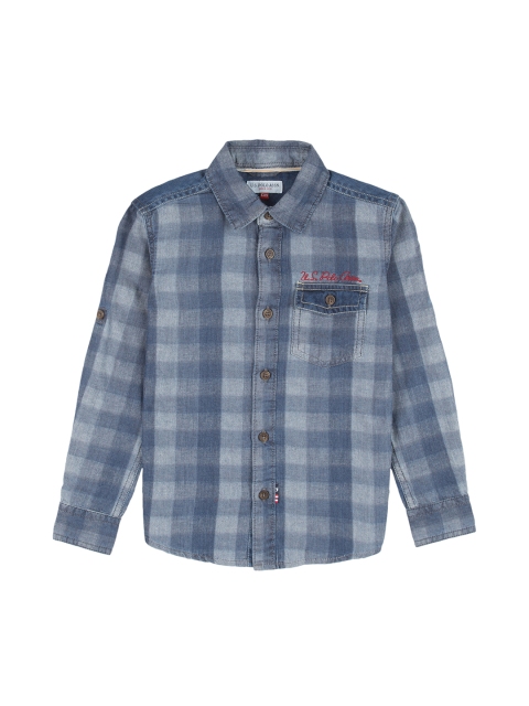 

U.S. Polo Assn. Kids Boys Blue Regular Fit Checked Casual Shirt