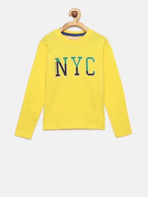 

U.S. Polo Assn. Kids Boys Yellow Printed Round Neck T-shirt