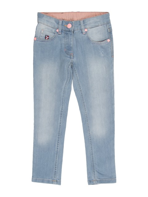 

U.S. Polo Assn. Kids Girls Blue Regular Fit Low-Rise Clean Look Stretchable Jeans