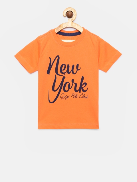 

U.S. Polo Assn. Kids Boys Orange Printed Round Neck T-shirt