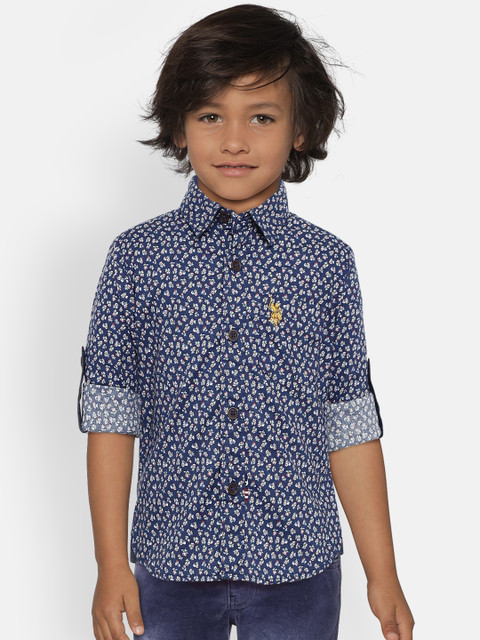 

U.S. Polo Assn. Kids Boys Blue Regular Fit Printed Casual Shirt