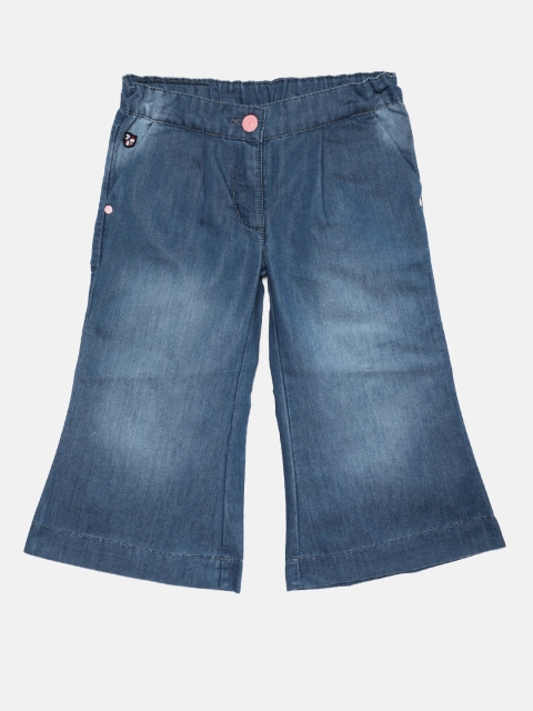 

U.S. Polo Assn. Kids Girls Blue Solid Wide Leg Denim Palazzos