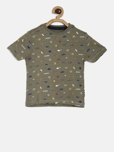 

U.S. Polo Assn. Kids Boys Olive Green Printed Round Neck T-shirt