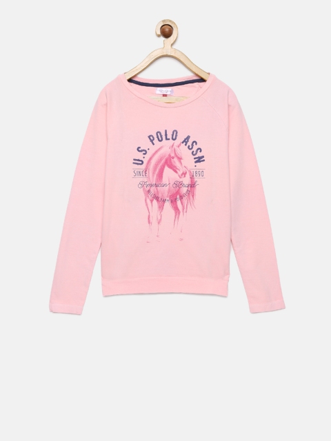 

U.S. Polo Assn. Kids Girls Pink Printed Sweatshirt