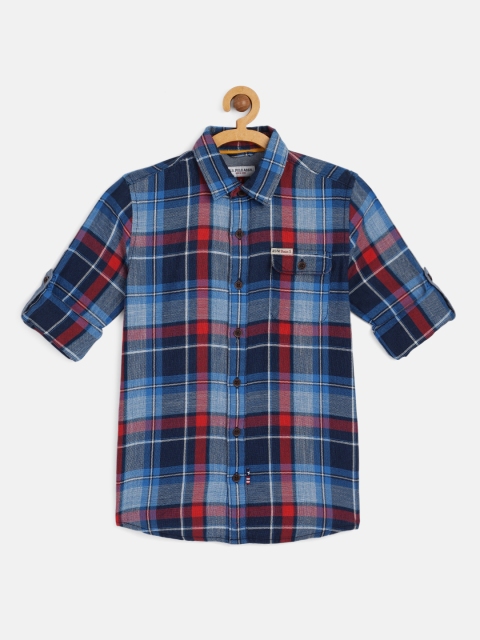 

U.S. Polo Assn. Kids Boys Blue & Red Regular Fit Checked Casual Shirt