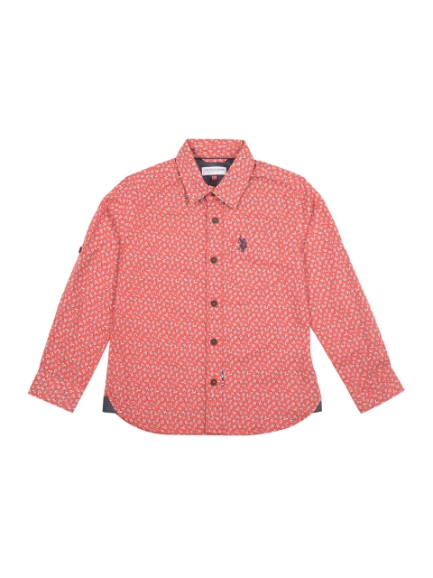 

U.S. Polo Assn. Kids Boys Red Regular Fit Printed Casual Shirt