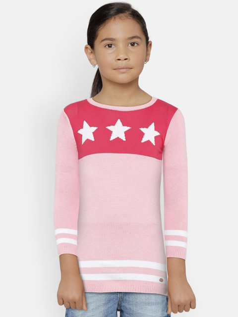 

U.S. Polo Assn. Kids Girls Pink Solid Sweater