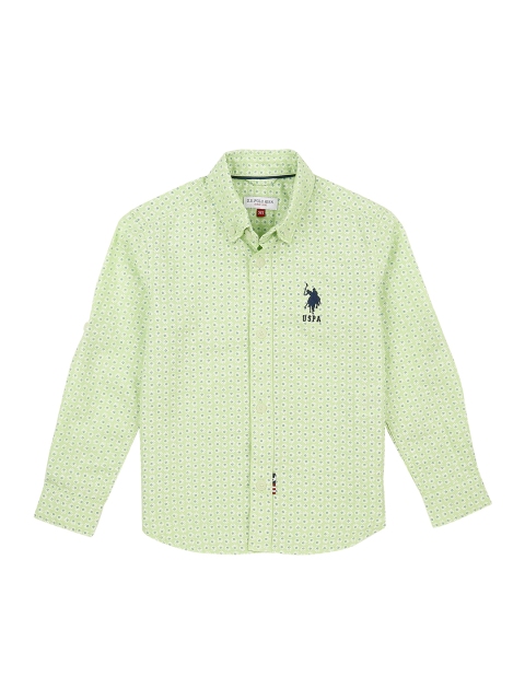 

U.S. Polo Assn. Kids Boys Green Regular Fit Printed Casual Shirt