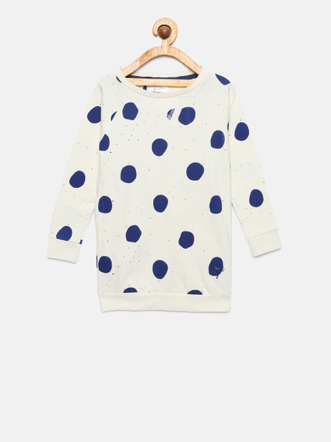 

U.S. Polo Assn. Kids Girls White & Navy Blue Printed T-shirt Dress
