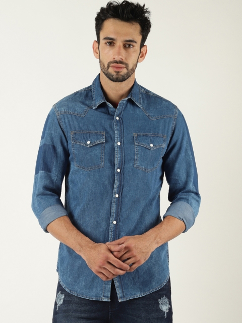 

Blue Saint Men Blue Regular Fit Solid Casual Shirt