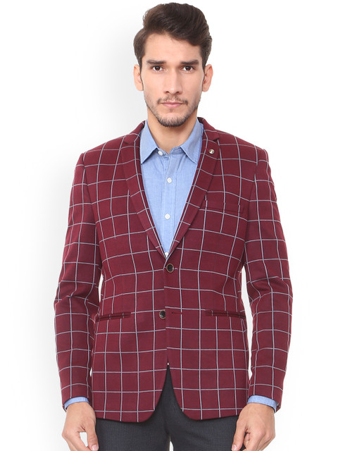 

Solly Sport Men Maroon Checked Single-Breasted Casual Blazer