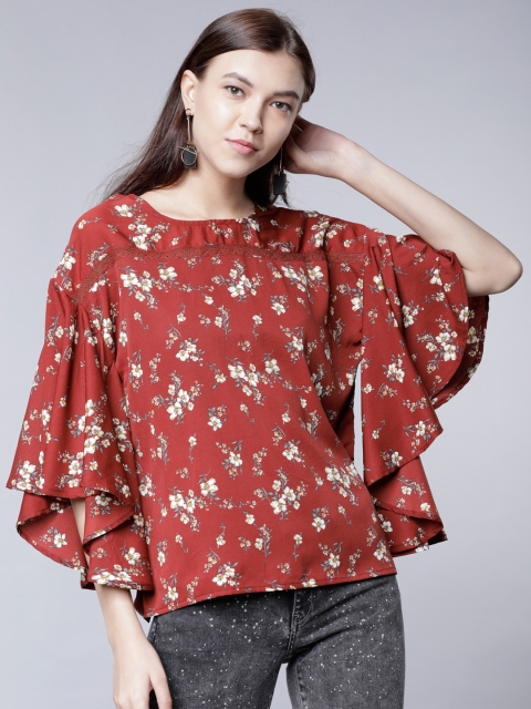 

Tokyo Talkies Women Maroon Floral Print A-Line Top