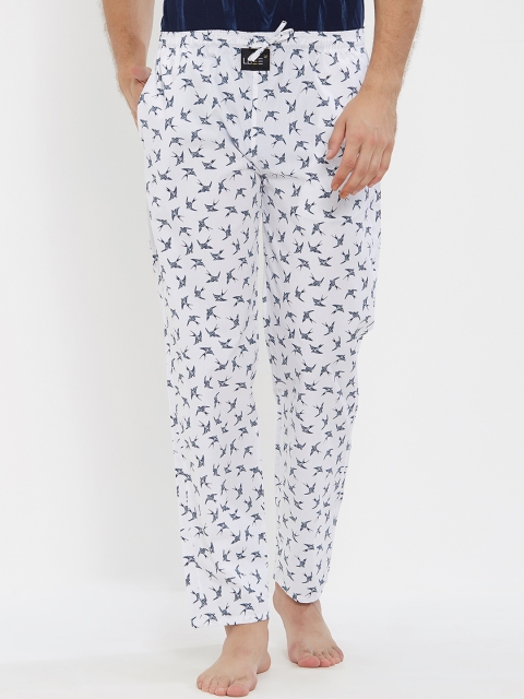 

London Bee Men White & Grey Printed Pyjama
