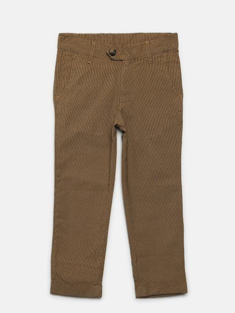 

United Colors of Benetton Boys Brown & Black Checked Regular Trousers