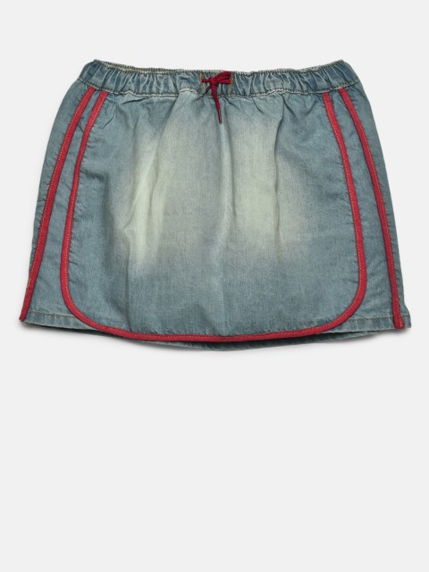 

United Colors of Benetton Girls Blue Washed Denim A-Line Skirt