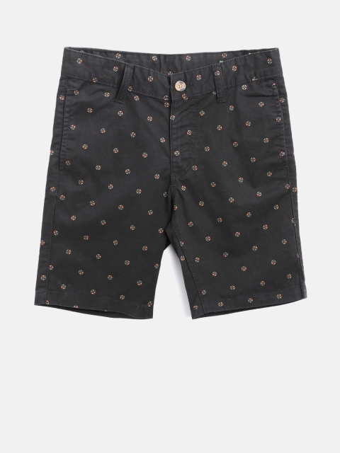 

United Colors of Benetton Boys Black Printed Regular Fit Shorts
