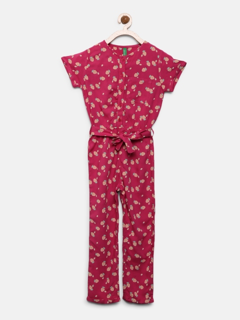 

United Colors of Benetton Pink & Brown Printed Basic Jumpsuit