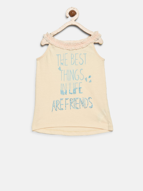 

United Colors of Benetton Girls Peach-Coloured Printed Top