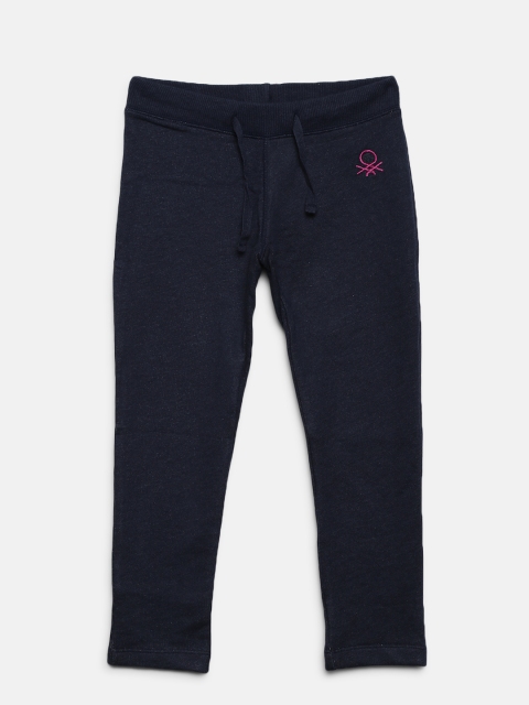 

United Colors of Benetton Girls Navy Solid Track Pants, Navy blue