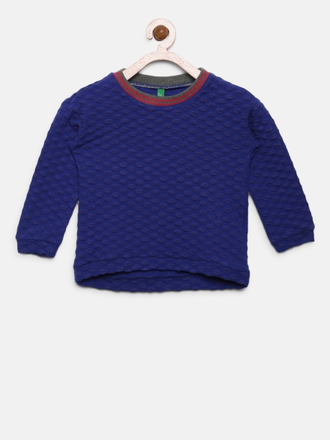 

United Colors of Benetton Girls Blue Self Design Sweatshirt