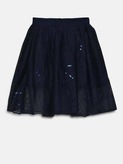 

United Colors of Benetton Girls Navy Sequinned Flared Skirt, Navy blue